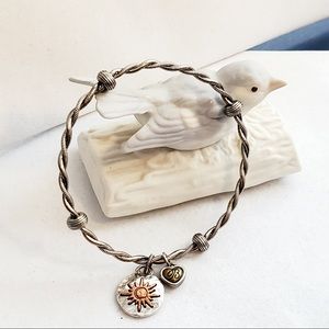 Brighton Bangle Bracelet with Life & Happiness Message Charm